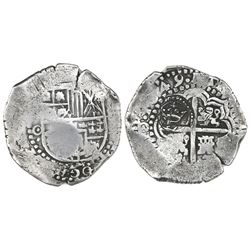 Potosi, Bolivia, cob 8 reales, 1649O, with crowned-L countermark on cross, ex-Ponterio "La Capitana"