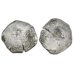 Potosi, Bolivia, cob 8 reales, (16)49(O), with crowned-L countermark on cross.