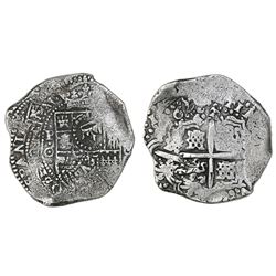 Potosi, Bolivia, cob 8 reales, (16)50O, with crown-alone countermark on shield.