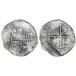 Potosi, Bolivia, cob 8 reales, (1650-51)O, with arms countermark on cross.