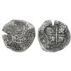 Image 1 : Potosi, Bolivia, cob 8 reales, (1650-51)O, with crown-alone countermark (rare variety) on cross.