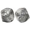 Image 1 : Potosi, Bolivia, cob 8 reales, (1651-52)E, with crowned-(?) countermark on cross.