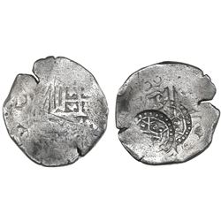 Potosi, Bolivia, cob 4 reales, Philip IV, assayer not visible (ca. 1649), with two crowned-a counter