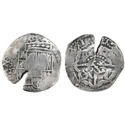 Potosi, Bolivia, cob 4 reales, (1)651O, with crowned-L countermark on cross.