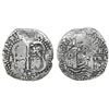 Image 1 : Potosi, Bolivia, cob 4 reales, 1652E post-transitional (Transitional Type VIII/B), 1-PH-6 at top.