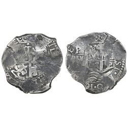 Potosi, Bolivia, cob 8 reales, 1666E.