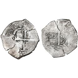 Potosi, Bolivia, cob 8 reales, 1669E.