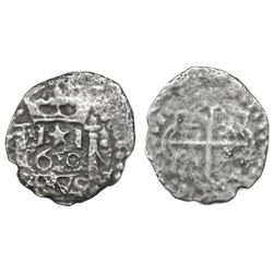 Lima, Peru, cob 1 real, 1660V, "Star of Lima" type, date at bottom, rare.