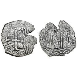 Potosi, Bolivia, cob 8 reales, 1679C, flipover double-strike, Seliger Plate Coin.