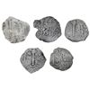 Image 2 : Lot of five Potosi, Bolivia, cob 4 reales, Charles II, assayers C and V, various dates (where visibl