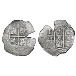 Potosi, Bolivia, cob 2 reales, 1671E.