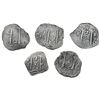 Image 2 : Lot of five Potosi, Bolivia, cob 2 reales, Philip IV and Charles II, various dates and assayers.