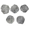 Image 2 : Lot of five Potosi, Bolivia, cob 2 reales, Philip IV and Charles II, various dates and assayers.