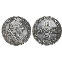 London, England, crown, William III, 1696, third bust, OCTAVO on edge.