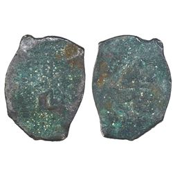 Mexico City, Mexico, cob 8 reales "greenie" (encrusted as found), Philip V, assayer not visible, ex-
