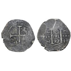 Lima, Peru, cob 8 reales, 1697H.