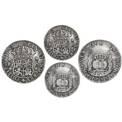 Mexico City, Mexico, pillar 8 reales, Philip V, 1733F, ex-Coffins Patch.
