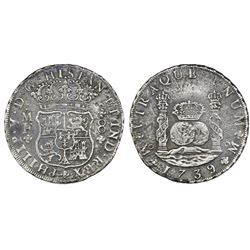 Mexico City, Mexico, pillar 8 reales, Philip V, 1739MF.