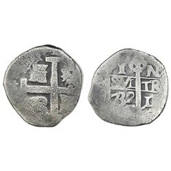 Lima, Peru, cob 1 real, 1732N.