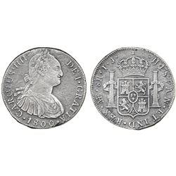 Lima, Peru, bust 8 reales, Charles IV, 1800IJ.