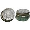 Image 1 : Encrusted stack of seven Lima, Peru, bust 8 reales, Charles IV, assayer IJ (probably all dated 1800)