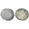Image 1 : Encrusted clump of two Lima, Peru, bust 8 reales, Charles IV, assayer IJ (probably both dated 1800).