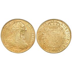 Santiago, Chile, gold bust 8 escudos, Charles IV (bust of Charles III), 1801AJ.
