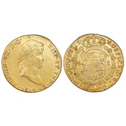 Lima, Peru, gold bust 8 escudos, Ferdinand VII, 1814JP.