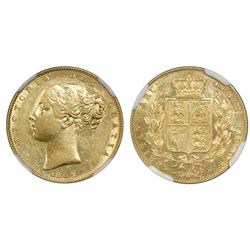 Great Britain (London, England), gold sovereign, Victoria (young head), 1842, NGC AU 50 / SS New Yor