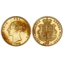 Sydney, Australia (under Great Britain), gold half sovereign, Victoria (young bust), 1875-S, arms re