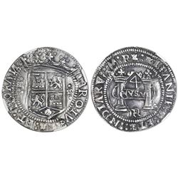 Mexico City, Mexico, 4 reales, Charles-Joanna,  Early Series,  assayer R (Latin over Gothic), oval p