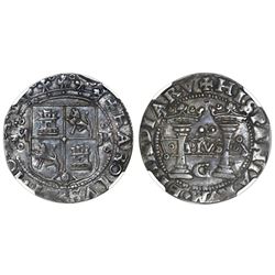 Mexico City, Mexico, 2 reales, Charles-Joanna, "Early Series," assayer G at bottom between pillars,