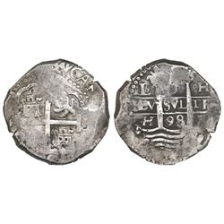 Lima, Peru, cob 8 reales, 1698H.
