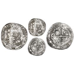 Potosi, Bolivia, cob 8 reales, Philip II, assayer C-under-erasure, very rare.