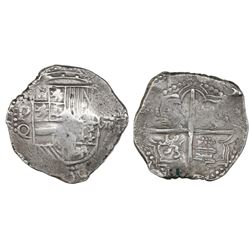 Potosi, Bolivia, cob 8 reales, Philip III, assayer Q.