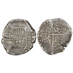 Potosi, Bolivia, cob 8 reales, Philip IV, assayer not visible (1640s).