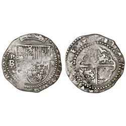 Potosi, Bolivia, cob 2 reales, Philip II, assayer B/L (1st period).