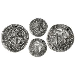 Potosi, Bolivia, cob 8 reales Royal (galano), 1672E, with Guatemala sun-over-mountains (Type II, 183