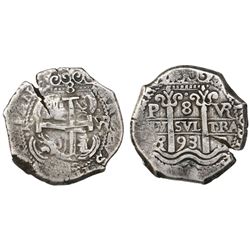 Potosi, Bolivia, cob 8 reales, 1693VR.