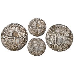 Potosi, Bolivia, cob 8 reales Royal (galano), 1702Y, with Guatemala sun-over-mountains (Type II, 183