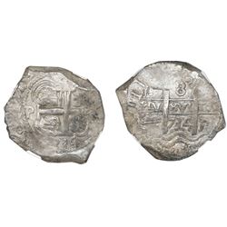 Potosi, Bolivia, cob 8 reales, 1734E, NGC AU 53.
