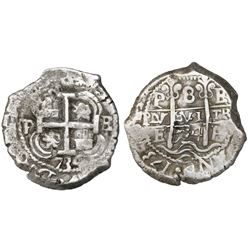 Potosi, Bolivia, cob 8 reales, 1734E.