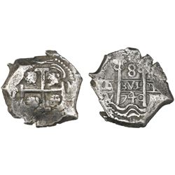 Potosi, Bolivia, cob 8 reales, 1740M.