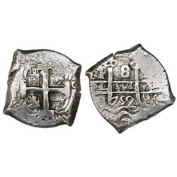Potosi, Bolivia, cob 8 reales, 1752q.
