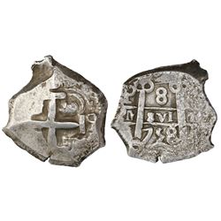 Potosi, Bolivia, cob 8 reales, 1758q.