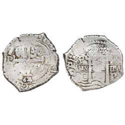 Potosi, Bolivia, cob 4 reales, 1664E.