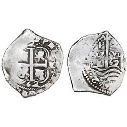 Potosi, Bolivia, cob 2 reales, 1662E.