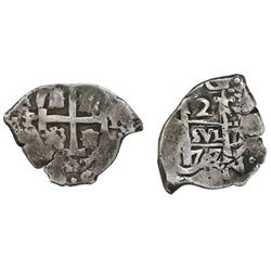 Potosi, Bolivia, cob 2 reales, 1707Y.