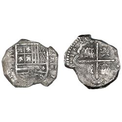 Cartagena, Colombia, cob 4 reales, 1630, assayer E below mintmark RN to right, rare, ex-Lasser.