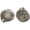 Image 1 : Guatemala, "moclon" 2 reales, crown countermark (1662) on a Potosi, Bolivia, cob 2 reales, Philip IV
